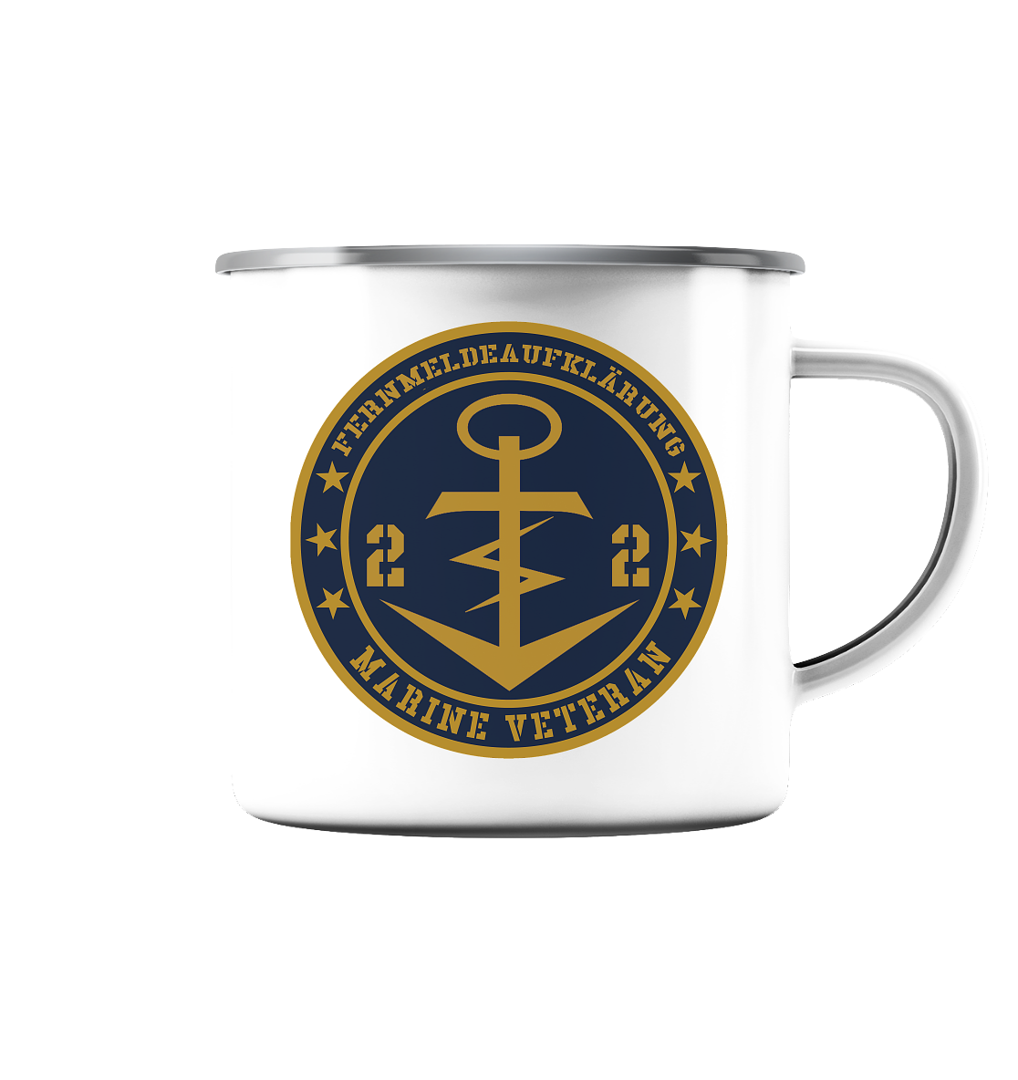 Marine Veteran 22er FERNMELDEAUFKLÄRUNG - Emaille Tasse (Silber)