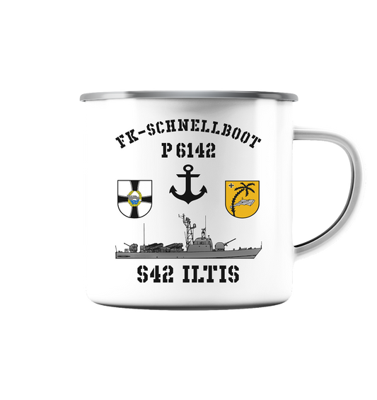 P6142 S42 ILTIS - Emaille Tasse (Silber)
