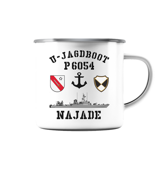 U-Jagdboot P6054 NAJADE Anker - Emaille Tasse (Silber)