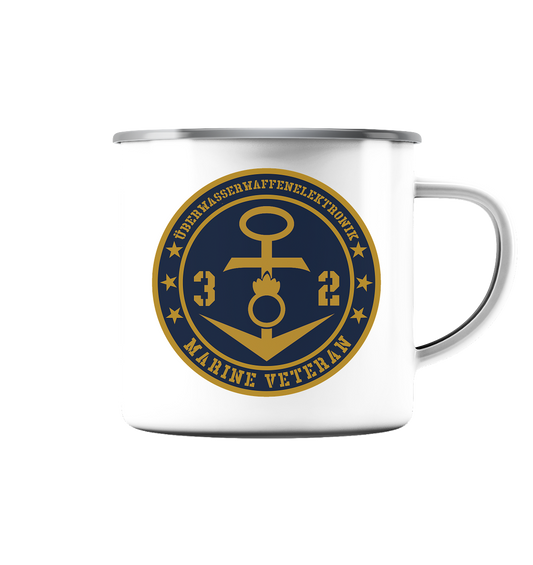 Marine Veteran 32er ÜBERWASSERWAFFENELEKTRONIK  - Emaille Tasse (Silber)