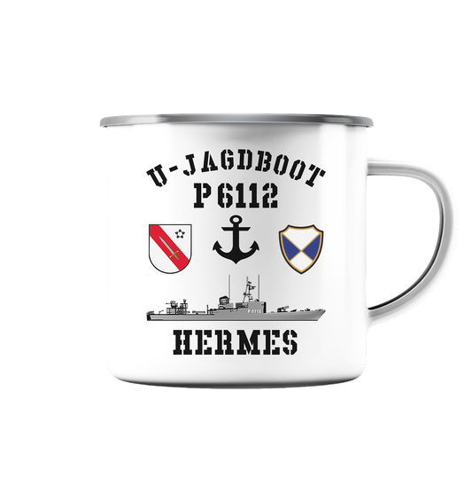 U-Jagdboot P6112 HERMES Anker - Emaille Tasse (Silber)