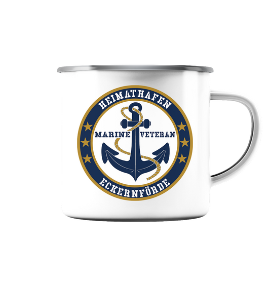 Marine Veteran Heimathafen ECKERNFÖRDE - Emaille Tasse (Silber)