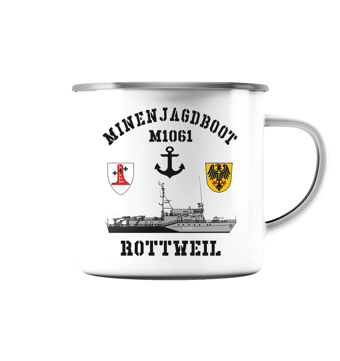 Mij.-Boot M1061 ROTTWEIL Anker 1.MSG  - Emaille Tasse (Silber)