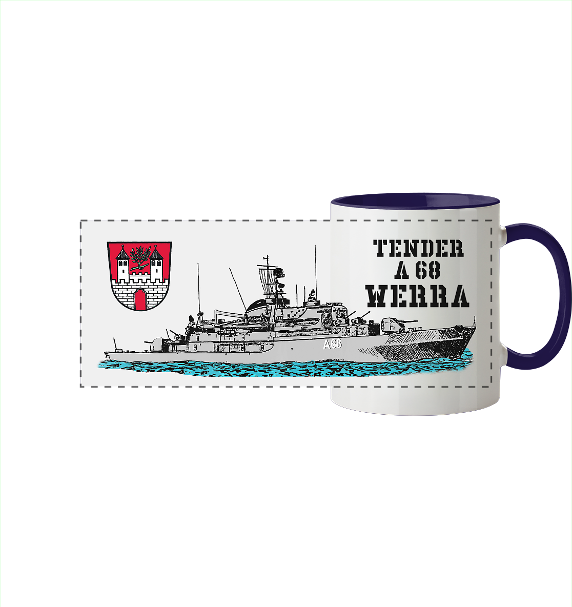 Tender A68 WERRA - Panorama Tasse zweifarbig