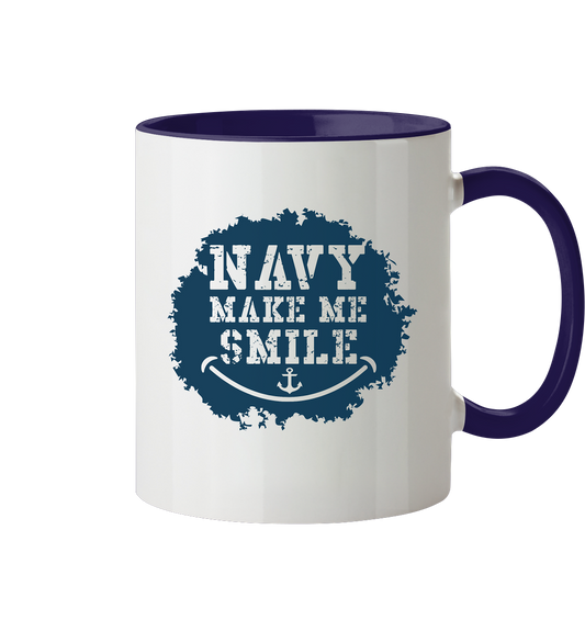 Navy make me smile - Tasse zweifarbig