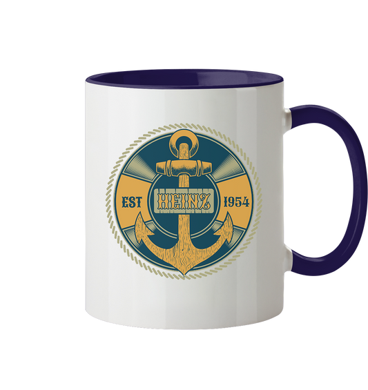 Anker Vorname Geburtsjahr - Tasse zweifarbig