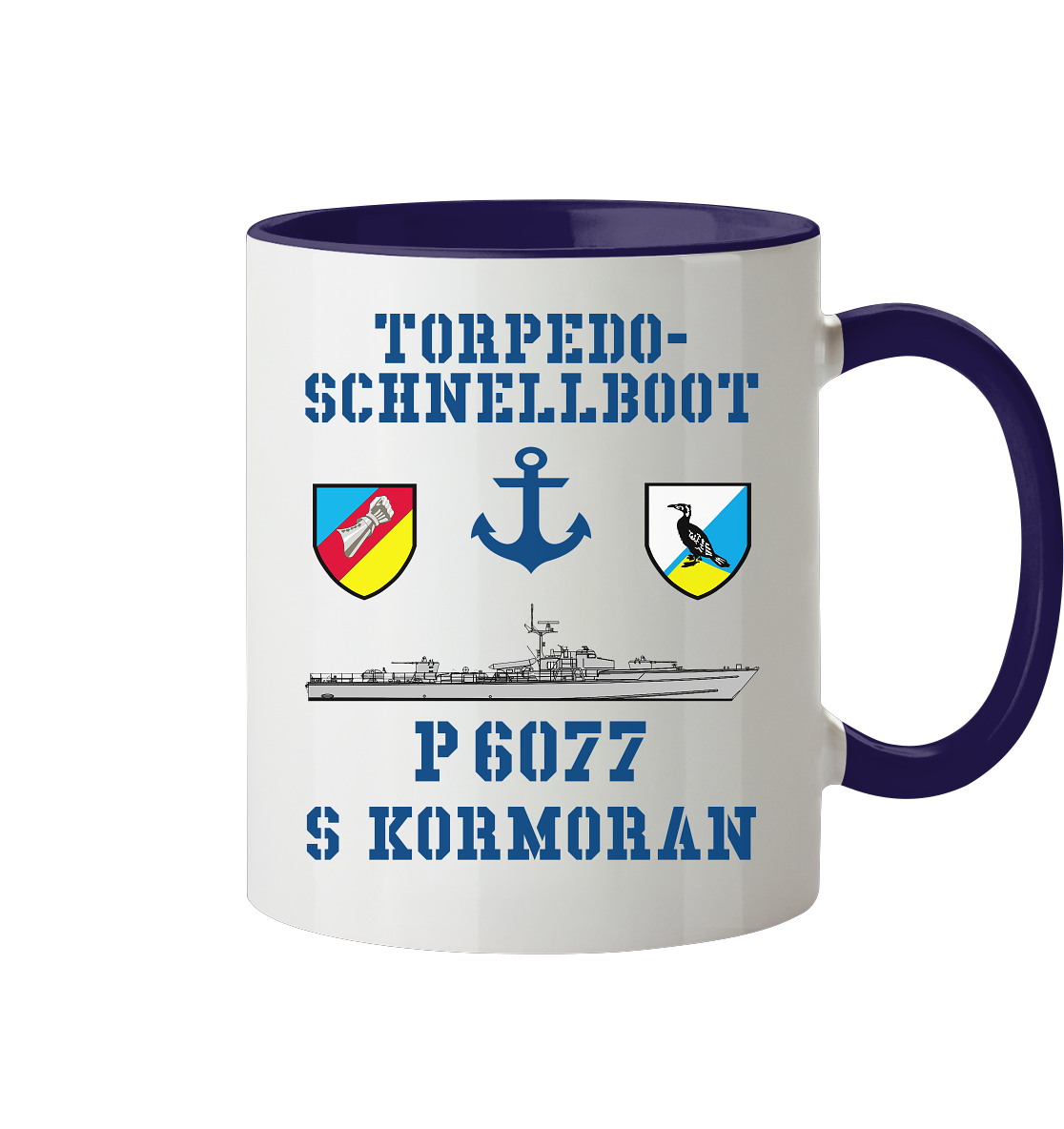 Torpedo-Schnellboot P6077 KORMORAN Anker - Tasse zweifarbig